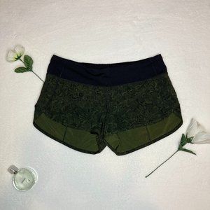 Lululemon Mini Pencil Lace Brave Olive Black Speed Shorts